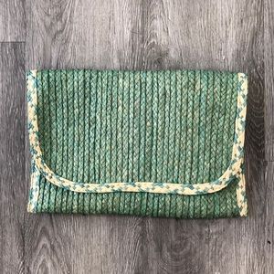 Emerald Green Straw Summer Clutch